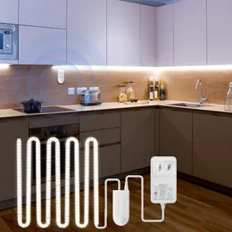 JESLED Sensore di movimento per luci da incasso, dimmerabile e regolabile, 3 modalità di funzionamento, timer, IP67, striscia luminosa a LED da 9,8 piedi per armadio, bancone vetrina, mensola, lampada da cucina
