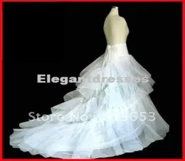 Sprzedawanie taniego unikalnego projektu Nowa biała suknia ślubna pociąg do pociągu Petticoat Underskirt 3layers5185438