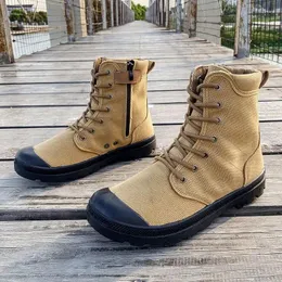 Casual Shoes Zipper Men Canvas Boots High Top platforma dżungla na zewnątrz dla mężczyzn 2024 Trwawki