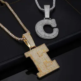 Colar de letras de emenda de zircão incrustado de cobre com personalidade de marca na moda hip-hop acessórios de pingente masculino