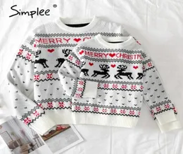 Family Matching Outfits Simplee Oneck Christmas Sweater Autumn Winter Deer Print Knitted Pullovers 2021 Year5402801