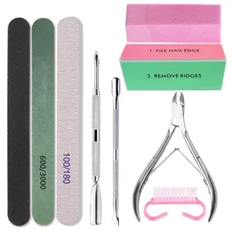 Manicure Kit Art Sand Files Buffer Svamp Block Brush Nail File Kit med nagelband Pusher Acrylic Nail Clipper Gel Polish Kit Rabe9209740