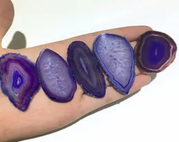 FAI DA TE 5 PZ Reiki Guarigione Pietra Naturale Viola Piccola Fetta di Agata Ciondolo Pietra di Quarzo Grezzo Connettore Pendenti In Rilievo per la decorazione5863853