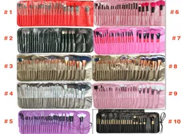 24pcsset 10 färger Professionella sminkborstar Portable Full Cosmetic Make Up Borstes Tool Foundation Eyeshadow Lip Brush With PU5639563