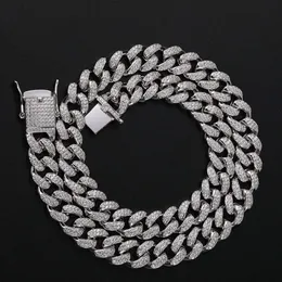 Hip Hop Jewelry Zircon 12mm High Quality Double Row Full Diamond Cuban Chain Hiphop Men's Necklace