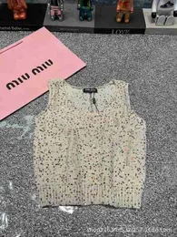 Kadın Tankları Camis Designer MM 24 İlkbahar/Yaz Yeni Moda Ağır Endüstri Boncuk İşlenmiş İplik Örme THANK TOP 0U9U