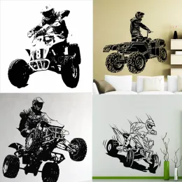 ملصقات Quad Bike ATV Racing Rider Extreme Sports Wall Decal 4 Wheeler Off Road Vinyl Sticker Art Decor