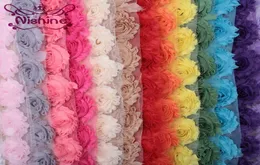 NISHINE 15 colori 1 metro Chic Shabby Fiori in chiffon per bambini Accessori per capelli Fiori in tessuto 3D per fasce per bambini fai da te8333623