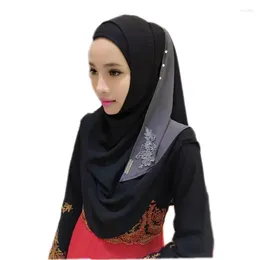 Scarves Muslim One-Piece Patchwork Shayla Hijabs Hats Eid Prayer Turban Shawls Headwear Islamic Khimar Arab Headscarf