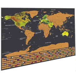 Stor deluxe Scratch Map for Travel - Personlig Scratch World Map med folielagerbeläggning - Väggkonst affisch MAP MAP MED NATIONAL FLAGG - Drop Shipping