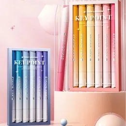 Cute Highlighters Pastel Colors Dual Tips Marker Pen Chisel and Fine 6 Macaron Water Based 240228