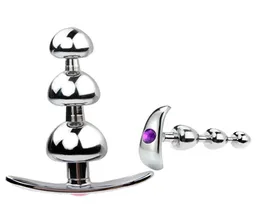 Plug anali a tre teste per esterni Plug anale in metallo con gioielli in cristallo Plug in acciaio con diamanti Giocattoli anali per sesso femminile Y190524035110298
