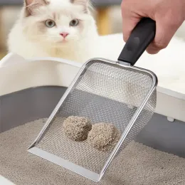Housebreaking suprimentos para animais de estimação pá de lixo limpeza aço pet gato inoxidável pá metal areia ferramenta longa colher lidar com filtro resíduos