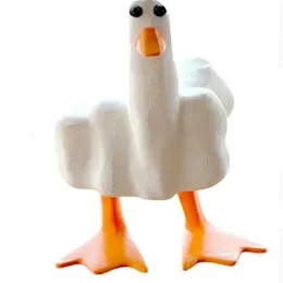 New middle finger duck statue resin handicraft decoration duck you spoof middle finger desktop decoration