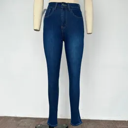 Jeans da donna a vita alta con sfumature di colore a vita alta pantaloni con sollevamento del sedere slim fit elasticizzati per dimagrimento morbido della caviglia da donna