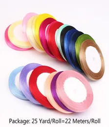 25 YardsRoll Satin Ribbon هدية كاملة التعبئة عيد الميلاد ديكور DIY الأشرطة لفة النسيج 61015202540mm8387862