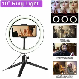 10 polegadas 26cm regulável led estúdio câmera selfie anel luz telefone lâmpada de luz vídeo com tripé para tiktok ringlight aro de luz7539350