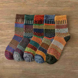 Çocuk SOCKS 5 FAARS/LOT YENİ Witner Erkekler Çorap Kadın Sevgili Çoraplar Kalın Sıcak Çoraplar Vintage Çorap Renkli Hediye Ücretsiz Boy Boyut 37-43 YQ240314