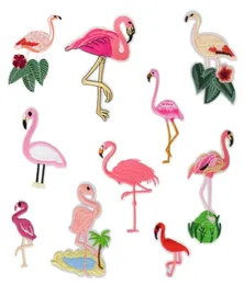 10 tipos de patches bordados de flamingo para bolsas de roupas, remendo de aplique de ferro em transferência para vestido jeans, costura diy em bordado infantil 3430034