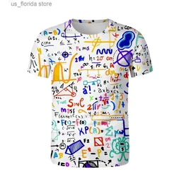 T-shirt da uomo Divertente maglietta matematica Formula chimica fisica Maglietta estiva Strt 3D Moda O collo Maglietta oversize morbida Maglietta matematica Y240314