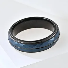 Rhombus Black Color Tungsten Tungsten Steel Ring Band Super Hard Tungsten Tail Ring للنساء مجوهرات الهيب هوب