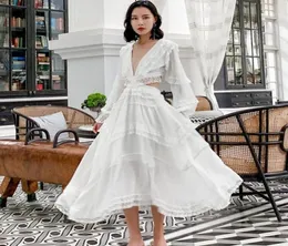 Sıradan Elbiseler 2021 Yaz Avrupa Tasarım Vintage Beyaz Boho Yüksek Bel İmparatorluk Elbise Lüks Backless Parti Kadınlar Akşam Ele4582516