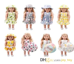 9 стилей 18-дюймовая кукла цельное платье со шляпой для 18-дюймовой куклы ткань Apparel1080575