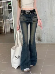 Slergiri American Streetwear Low Weist Jeans Jeans Womens Y2K Fashion Vintage Washed Desonged Dener Brouters بدون حزام 240307