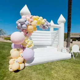 Toptan 4.5x4.5m (15x15ft) Blower ile toptan şişme beyaz sıçrama evi Düğün Bouncy Kalesi Zıplayan Kaleler Açık için En Yeni Çadır