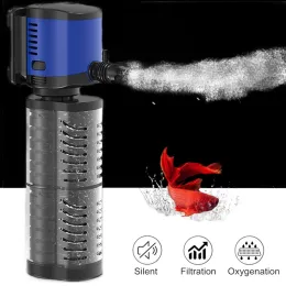 Accessories Sunsun Silent 4 in 1 Internal Aquarium Filter Pump Submersible Fish Tank Water Pump Filter Wave Surf Circulation Oxygen Pump