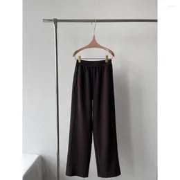 Kvinnors byxor hög kvalitet! Vintage chic casual mångsidig melardfärg ull rak dragbyxor för kvinnor