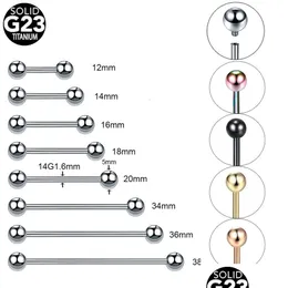 Nose Rings & Studs 10Pcslot G23 Tongue Piercing Internal Thread External Nipple Ring Industrial Barbell Earring Helix Tragus 240311 D Dhveb