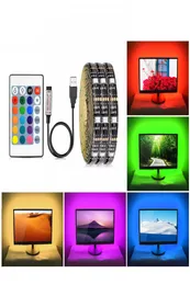 5V USB RGB LEDストリップライト5050 SMD 16カラーネオンランプTVバックライト照明ノートウォータープルーフ1M 2M 3M 4M 5M DIY Flexible Tape7819802