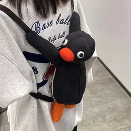 Mochilas de pelúcia 38cm bonito dos desenhos animados pinguim mochila macio recheado bonito pingu brinquedo de pelúcia animal bolsa de ombro para crianças meninas presentes de aniversário l2403