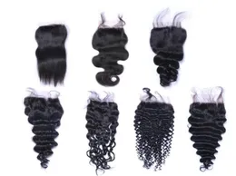 4x4 إغلاق الدانتيل مستقيم الجسم فضفاضة المياه العميقة حليقة حليقة kinky مسبقا hairtral hairlin3112662