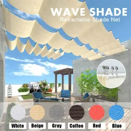 Nets Wave Sconeble Sunshade Net Telescopic Areskopic Outdoor Sun Shading Sail Garden Sunblock Picitings Pływa basen Słońce Baldachim