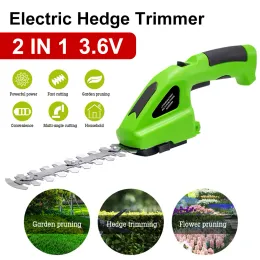 Guns 2 i 1 Electric Hedge Trimmer 3.6V Cordless Hedge Cutter Portable Onehanded Grass Trimmer Garden Weeding Shear Proping Mower