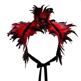 Scarves Feather Shrug Shawl Fake Collar Shoulder Wrap Cape Gothic With Ribbon Ties Cosplay Costume Party Scarf Women241J