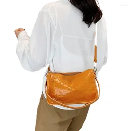Evening Bags Sunset Yellow Bark Crossbody For Women Real Cowhide Car Stitching Brown Handbag Multi-functional Leisure Retro Shoulder Bag
