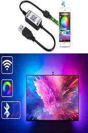 Luz de tira conduzida 5vdc controle bluetooth rgb smd5050 60 ledsm sincronização usb para música temporizador flexível backlight kits hdtv tiras lightin9550045