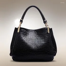 Drawstring 2024 Crocodile Pattern Female Bag European And American Trend Big Handbag Fashion Ladies