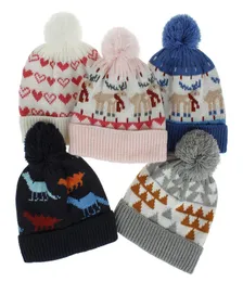 Xmas Kids Winter Hat Baby Pompom Hats Child Knitting Crochet Warm Caps Children Cap Boys Girls Beanies M21673876407