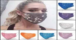 100pcs dhl gemi moda örgü maskeleri renkli bling elmas rhinestone ızgara net yıkanabilir seksi içi boş parti mask4416250