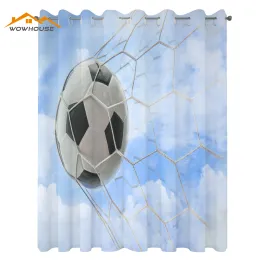 Curtains Sports Window Curtains Soccer Ball Goal with Cloudy Sky Summertime Outdoor Activities Sporting Living Room Bedroom Decor Curtain