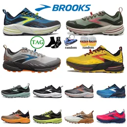 Box Brooks Running Shoes 남성 여성 Brook Cascadia 16 디자이너 신발 스포츠 런칭 9 Hyperion Tempo Mens 트레이너 트리플 블랙 흰색 메쉬 스니커 36-45 DHGATE