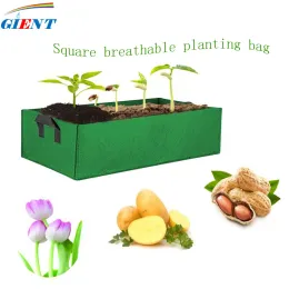 Sacos de tecido quadrado respirável crescer saco pote sacos jardim plantio saco vegetal plantador pote com alças para plantio