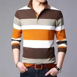 Polo da uomo di marca a righe design maniche lunghe moda primavera autunno vestiti più taglia asiatica M-3XL 4XL 5XL 240301