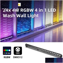 أضواء الرأس المتحركة LED 24x4W Wash Wall Light RGBW 4in1 LEDS DJ Stage Gasher Outdoor DMX512 BAR LIGHTING FOR DISCO BUILD DROP DELIV DHFIP