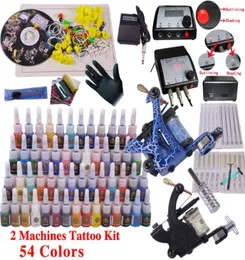 YLT12 Tattoo kit complete tattoo tool equipment 2machines permanent makeup machine tip needles power supply set4482595