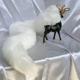 120 cm/47,2 " -Real White Fox Fur Fur Plug Anal Anal Anal Dorosły Słodki seks gry Costume Cosplay Toys
